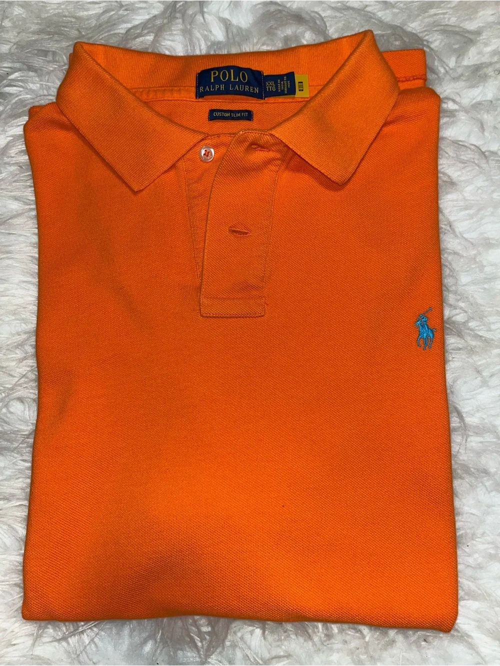Ralph Lauren Men’s Bright Orange Polo with Blue Pony